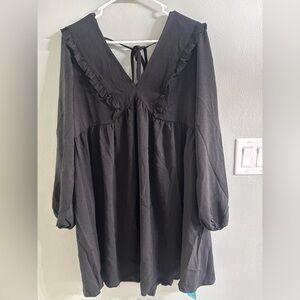 Cupshe Elegant Black Ruffle Blouse